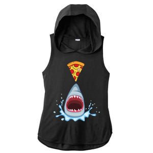 Shark Pizza Attack Ladies PosiCharge Tri-Blend Wicking Draft Hoodie Tank