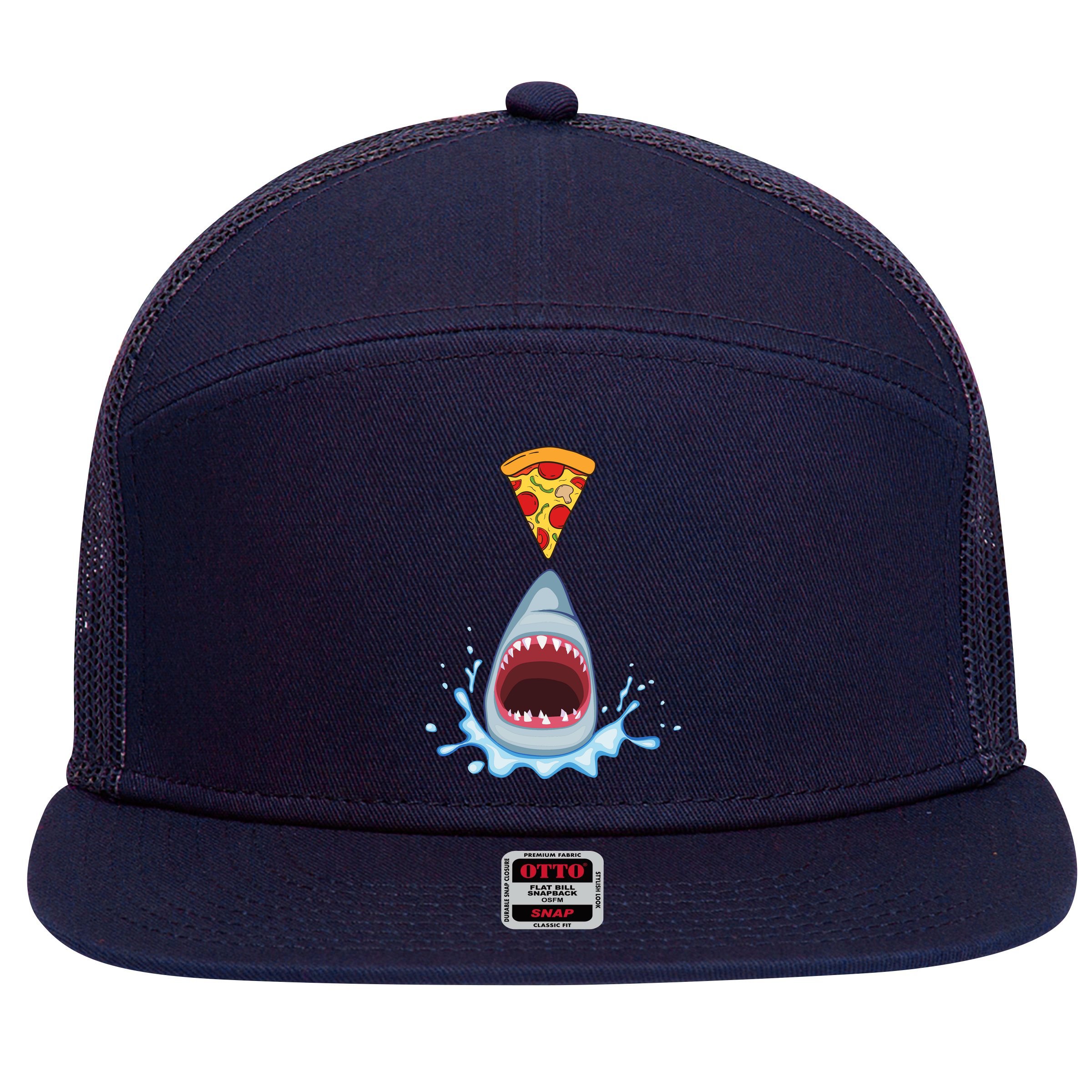 Shark Pizza Attack 7 Panel Mesh Trucker Snapback Hat