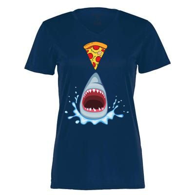 Shark Pizza Attack Women's Momentum V-Neck T-Shirt