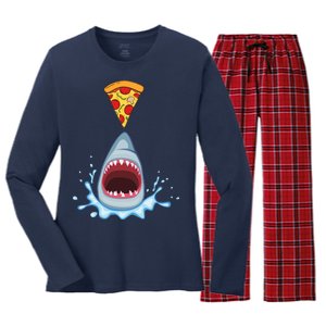 Shark Pizza Attack Women's Long Sleeve Flannel Pajama Set 