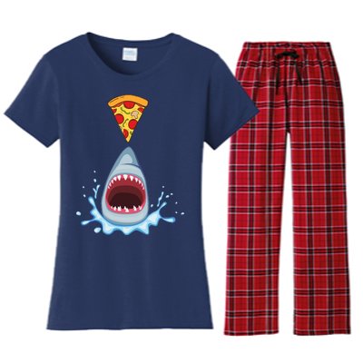 Shark Pizza Attack Women's Flannel Pajama Set