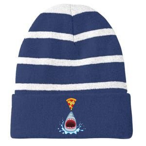 Shark Pizza Attack Striped Beanie with Solid Band