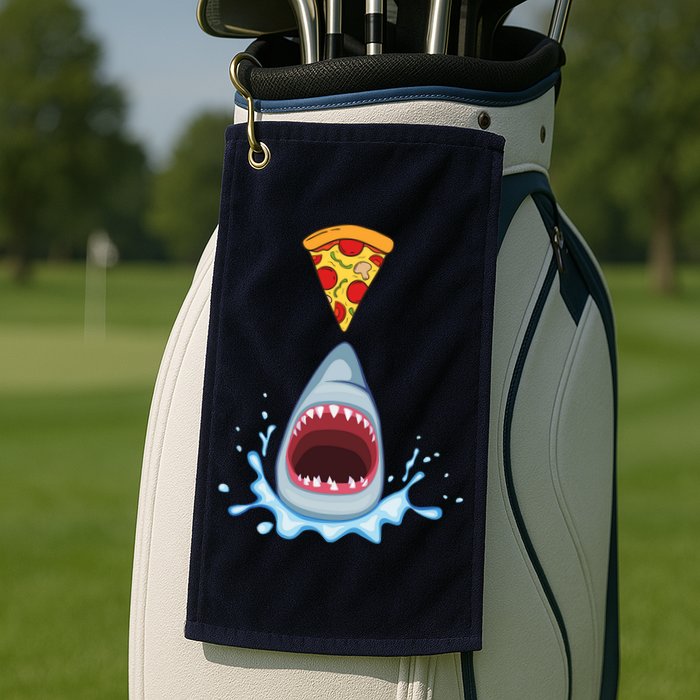 Shark Pizza Attack Golf Towel