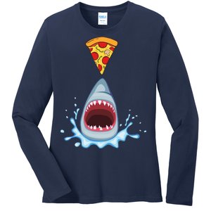 Shark Pizza Attack Ladies Long Sleeve Shirt