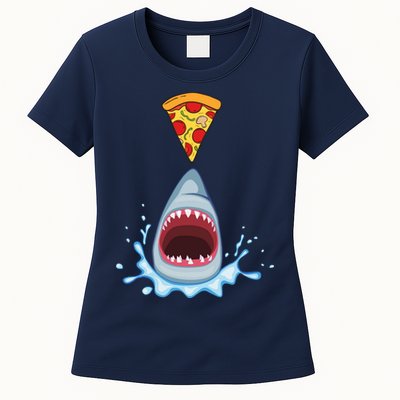 Shark Pizza Attack Womens T-Shirt