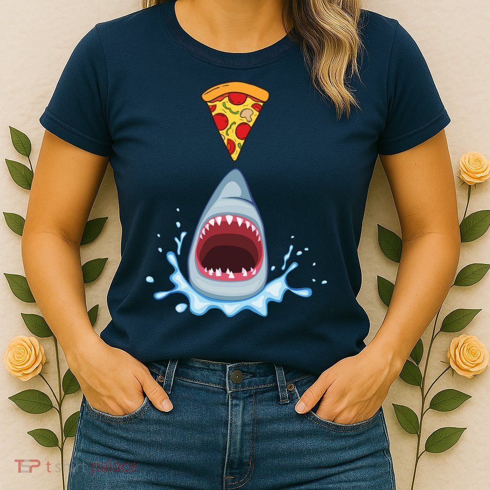 Shark Pizza Attack Womens T-Shirt
