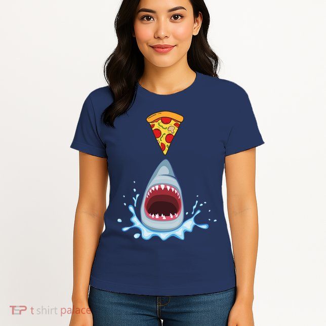 Shark Pizza Attack Womens T-Shirt
