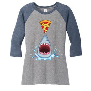 Shark Pizza Attack Women's Tri-Blend 3/4-Sleeve Raglan Shirt