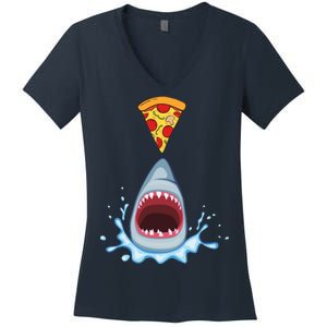 Shark Pizza Attack Women's V-Neck T-Shirt