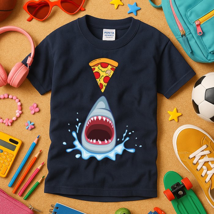 Shark Pizza Attack Kids T-Shirt