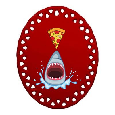 Shark Pizza Attack Ceramic Oval Ornament