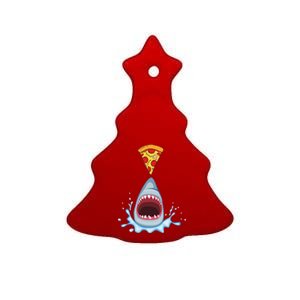 Shark Pizza Attack Ceramic Tree Ornament