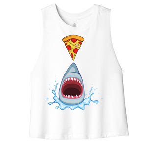 Shark Pizza Attack Women's Racerback Cropped Tank