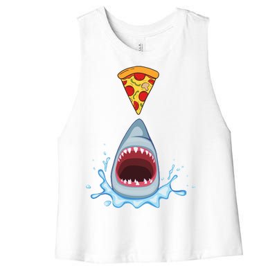 Shark Pizza Attack Women's Racerback Cropped Tank