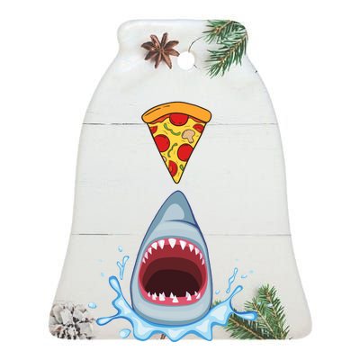 Shark Pizza Attack Ceramic Bell Ornament