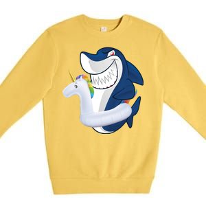 Shark Unicorn Float Pool Party Premium Crewneck Sweatshirt