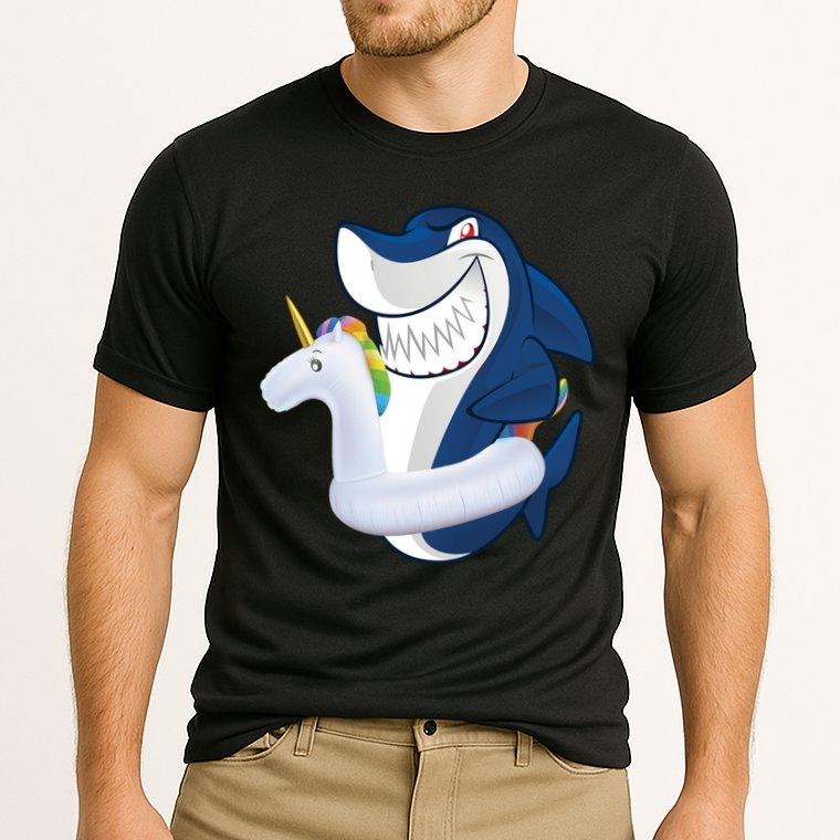 Shark Unicorn Float Pool Party Performance Shirt