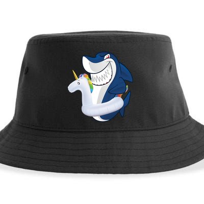 Shark Unicorn Float Pool Party Sustainable Bucket Hat