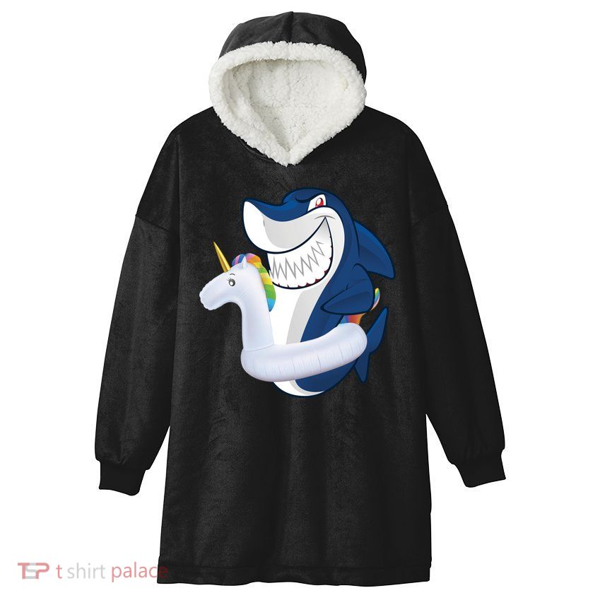 Shark Unicorn Float Pool Party Hooded Wearable Blanket
