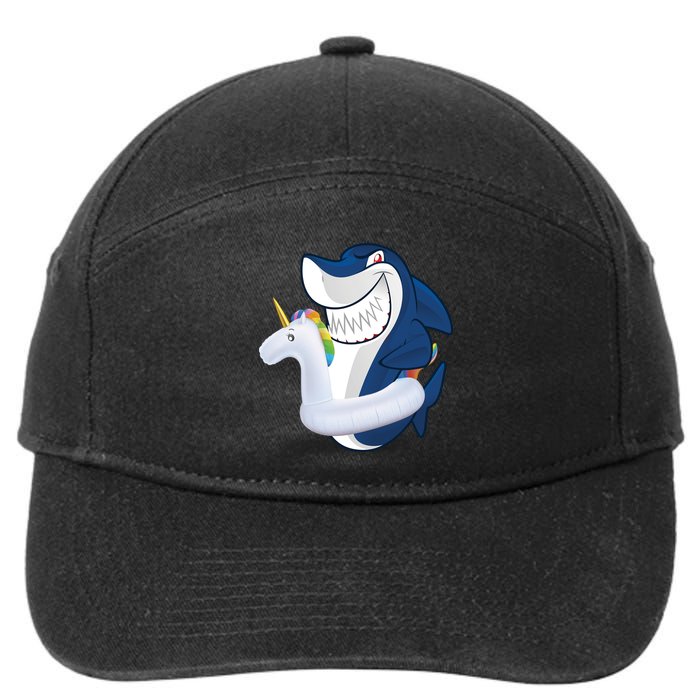 Shark Unicorn Float Pool Party 7-Panel Snapback Hat