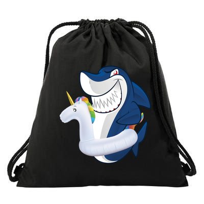 Shark Unicorn Float Pool Party Drawstring Bag