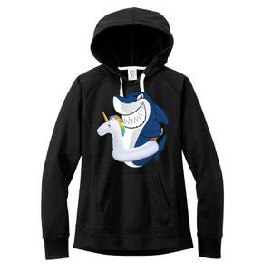 Shark Unicorn Float Pool Party Women's Fleece Hoodie