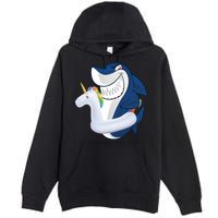 Shark Unicorn Float Pool Party Premium Pullover Hoodie