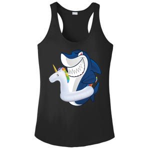 Shark Unicorn Float Pool Party Ladies PosiCharge Competitor Racerback Tank