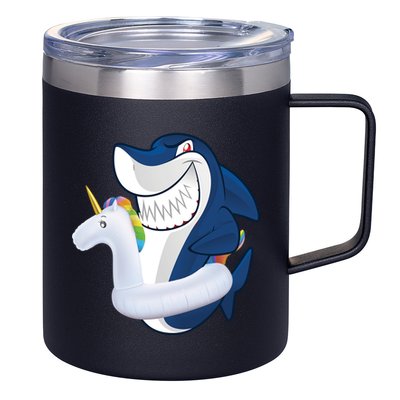 Shark Unicorn Float Pool Party 12oz Stainless Steel Coffee Mug