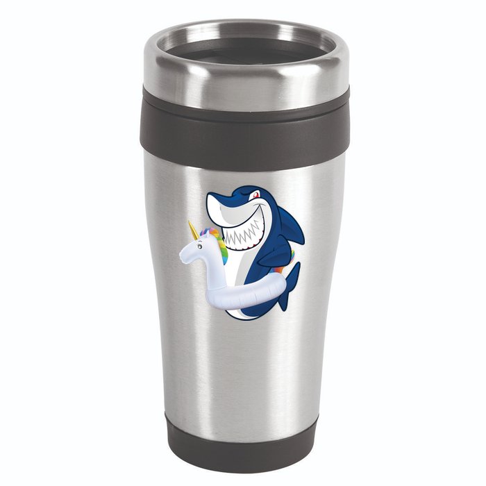 Shark Unicorn Float Pool Party 16oz Travel Tumbler
