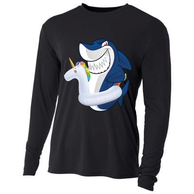 Shark Unicorn Float Pool Party Cooling Performance Long Sleeve Crew