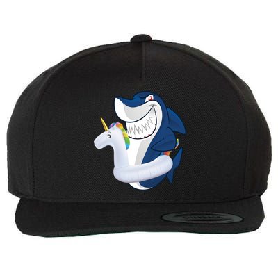 Shark Unicorn Float Pool Party Wool Snapback Cap