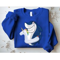 Shark Unicorn Float Pool Party Sweatshirt