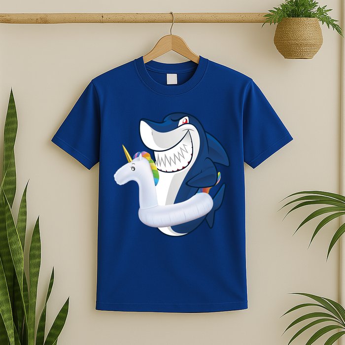Shark Unicorn Float Pool Party T-Shirt