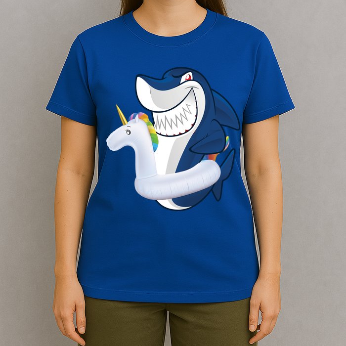 Shark Unicorn Float Pool Party T-Shirt