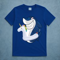 Shark Unicorn Float Pool Party T-Shirt