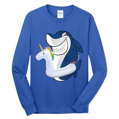 Shark Unicorn Float Pool Party Tall Long Sleeve T-Shirt