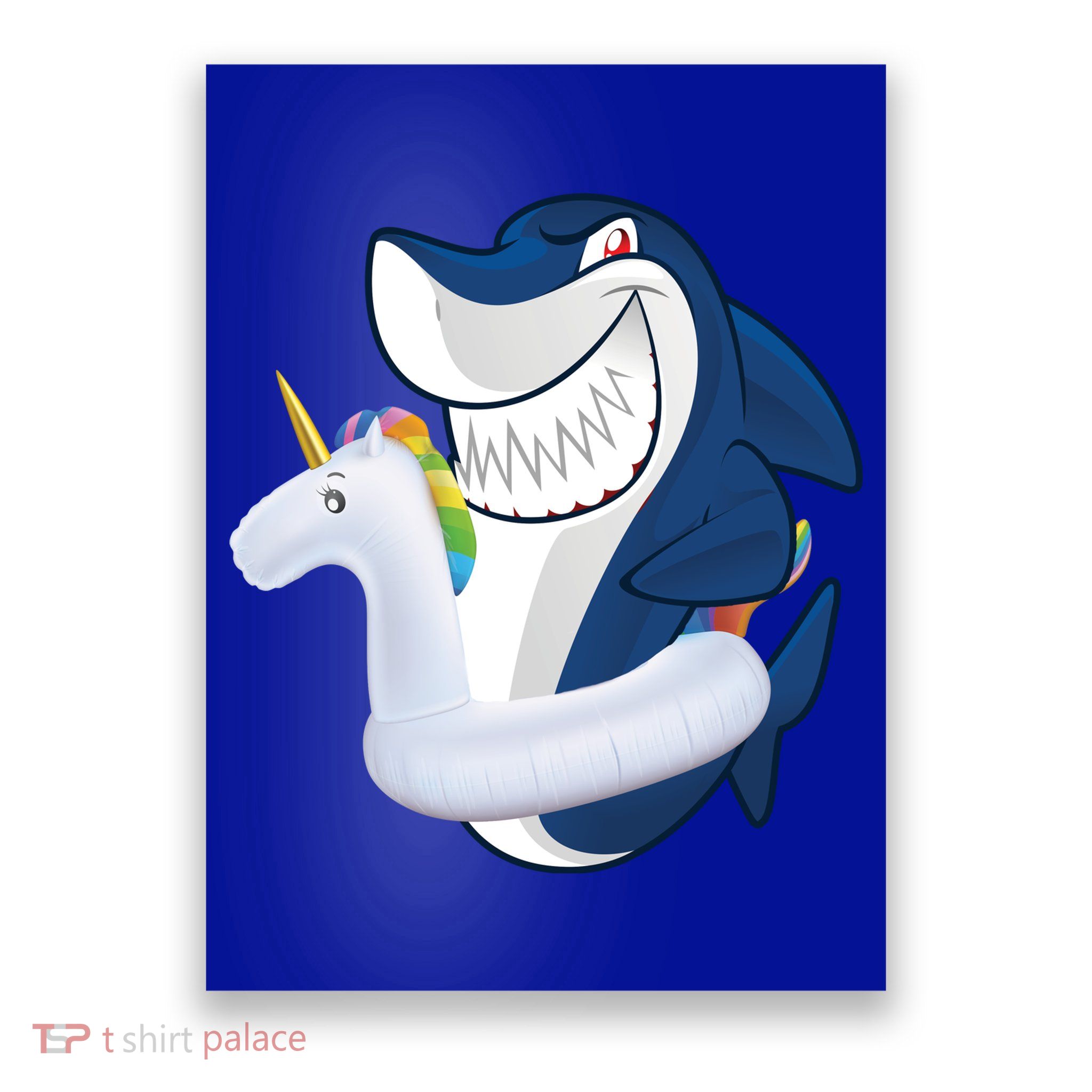 Shark Unicorn Float Pool Party Poster