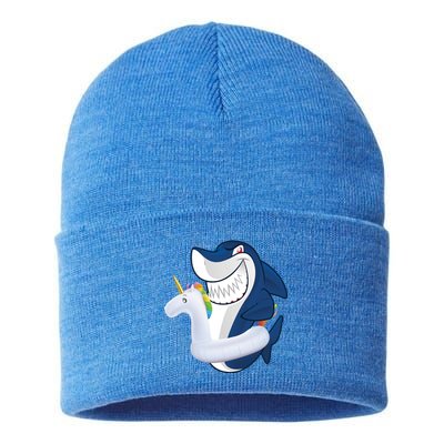 Shark Unicorn Float Pool Party Sustainable Knit Beanie