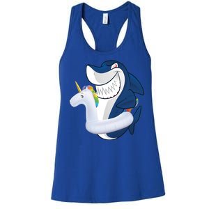 Shark Unicorn Float Pool Party Women's Racerback Tank