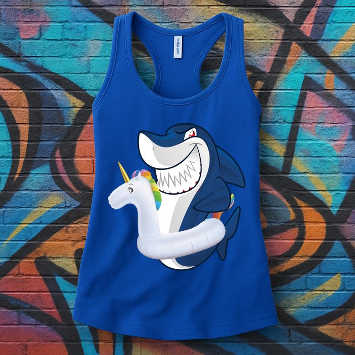Shark Unicorn Float Pool Party Womens Tank Top