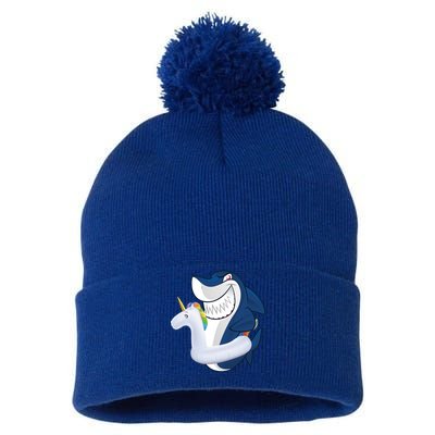 Shark Unicorn Float Pool Party Pom Pom 12in Knit Beanie