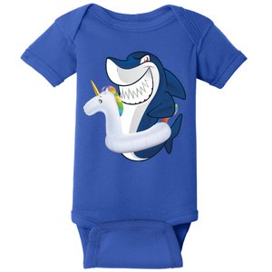 Shark Unicorn Float Pool Party Baby Bodysuit