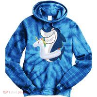 Shark Unicorn Float Pool Party Tie Dye Hoodie