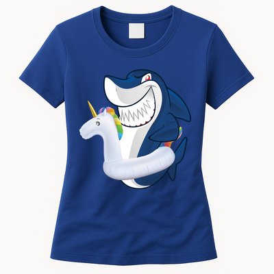 Shark Unicorn Float Pool Party Womens T-Shirt