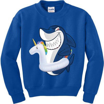 Shark Unicorn Float Pool Party Kids Sweatshirt