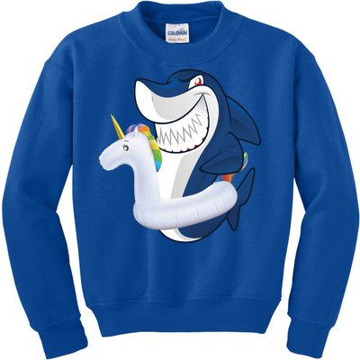 Shark Unicorn Float Pool Party Kids Sweatshirt