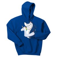 Shark Unicorn Float Pool Party Kids Hoodie