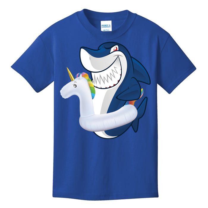 Shark Unicorn Float Pool Party Kids T-Shirt