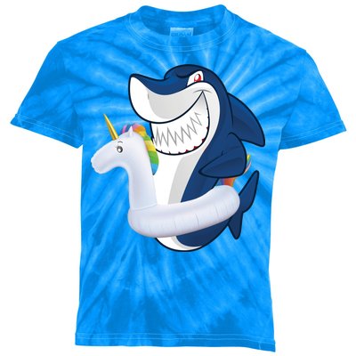 Shark Unicorn Float Pool Party Kids Tie-Dye T-Shirt